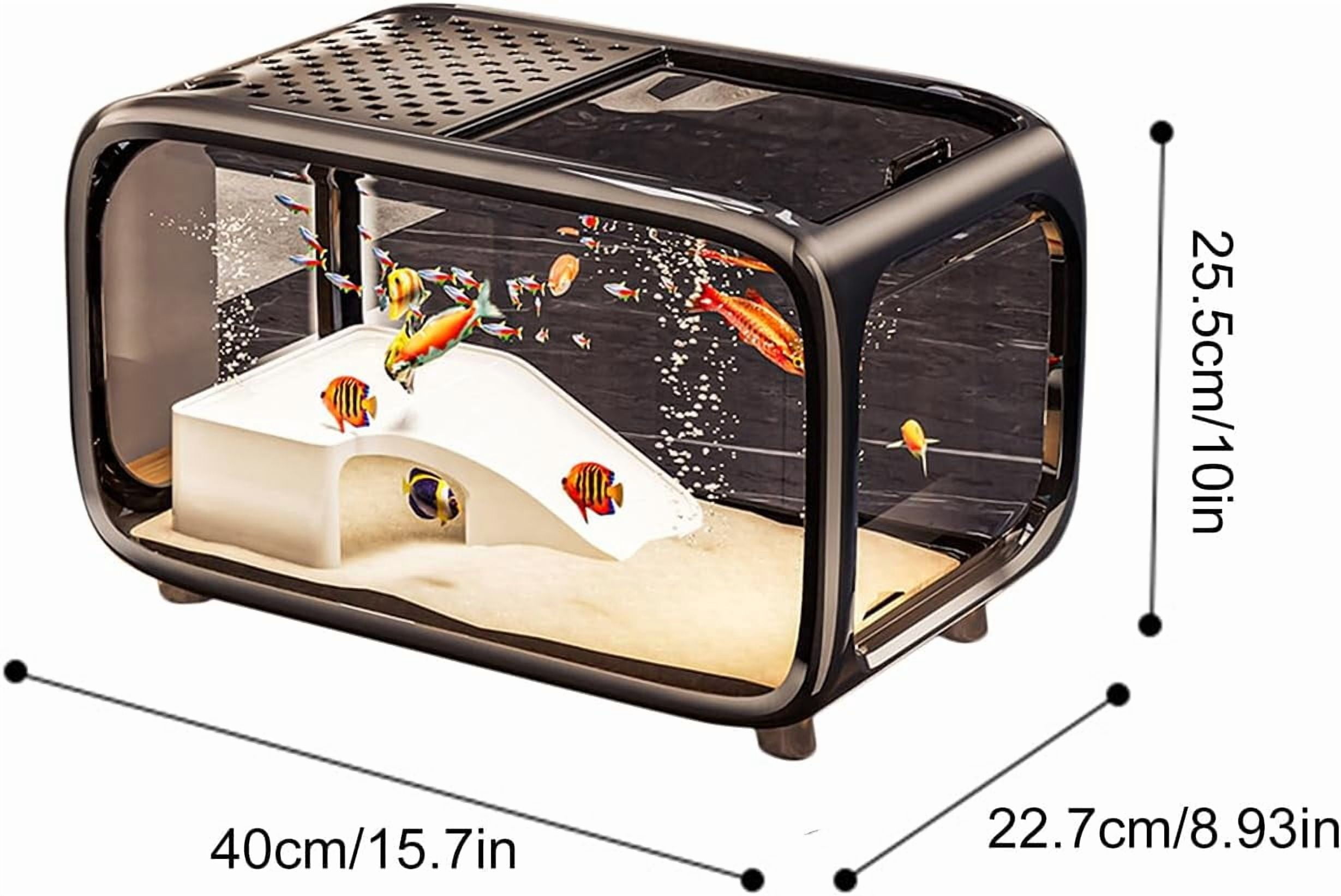 ColourTree Black Transparent Fish Tank – Mini Aquascape Aquarium for Betta & Small Fish, Durable Acrylic, Shatter-Resistant