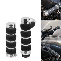 1" Chrome Motorcycle Non-Slip Rubber Hand Grips For Harley Honda Yamaha Kawasaki
