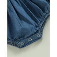 thumbnail image 7 of Bagilaanoe Newborn Baby Girl Denim Rompers Sleeveless Bodysuits 3M 6M 12M 18M Infant Ruched One Piece Short Jumpsuit, 7 of 7