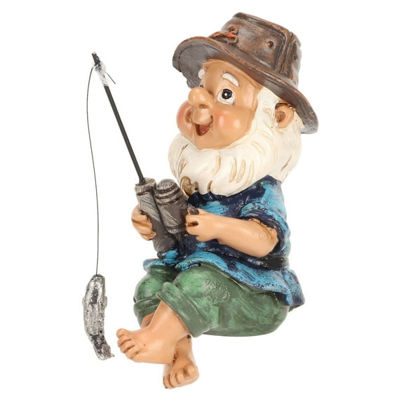 Funny Fishing Gnome Outdoor Lawn Decor Resistant to UV Rays Yard Statue Ornament Resin Sitter