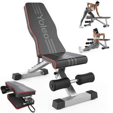 Adjustable Weight Bench for Full Body Workout; Foldable Bench Press Bench of Home Gym Strength Training; Incline Decline Flat Utility Workout Bench with Quick Folding& Fast Adjustment Black)