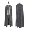 thumbnail image 6 of Xfvqtps Women Hooded Cloak Open Front Lace up Solid Color Velvet Flannel Soft Windproof Poncho Gray, 6 of 7