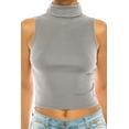 thumbnail image 4 of Women's Ribbed Sleeveless High Turtleneck Fitted Knit Crop Tank Top, 4 of 6