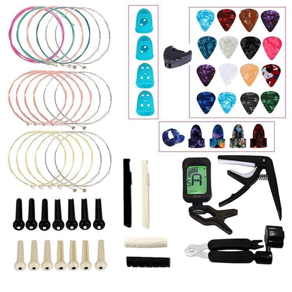 58-Piece Guitar Accessories Kit with Acoustic Strings, Tuner, Capo