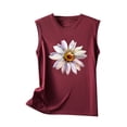 thumbnail image 3 of Pompotops T-Shirt Sans Manches Décontracté d'Été pour Femmes, Col Rond Imprimé, Ample, 3 of 4