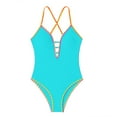thumbnail image 5 of Riforla Swimsuit for Women Suspender Fringed Bikini Bra Top and Bottom Performance Set One-Piece Bathing Suit Blue S, 5 of 5