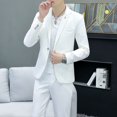 thumbnail image 2 of Traje (Blazer + Pantalones) moda masculina Casual caballero trabajo Color sólido tendencia al aire libre negocios boda ligero traje de banquete de lujo, 2 of 5