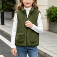 thumbnail image 5 of OGLCCG Girls Sherpa Fleece Vest Kids Full Zip Fuzzy Sleeveless Jacket with Pockets Lightweight Soft Warm Winter Coat(Army Green,8-9 Years), 5 of 8