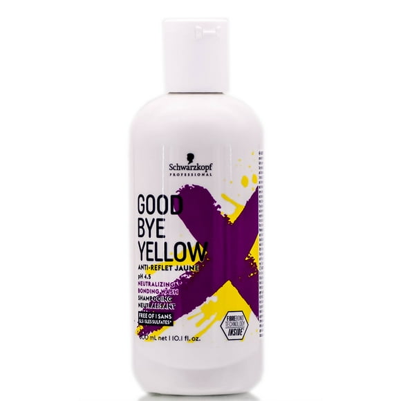 10.1 oz , Schwarzkopf Goodbye Yellow Neutralizing Bonding Wash Shampoo hair beauty, Pack of 1 w/ Sleekshop Pink Comb