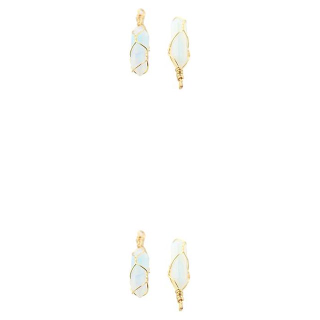 VONKY Hexagon Column Charm Women Handmade Hanging Pendant Multicolor Exquisite Crystal Charms Chain Earring Using Accessories Amethyst Stone 2Set