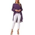 thumbnail image 2 of INSPIRAR CHIC Blusa de Chifón Asimétrica de Cuello Redondo para Mujeres con Mangas de 3/4 y Volantes, Color Púrpura Oscuro, Talla XL, 2 of 6