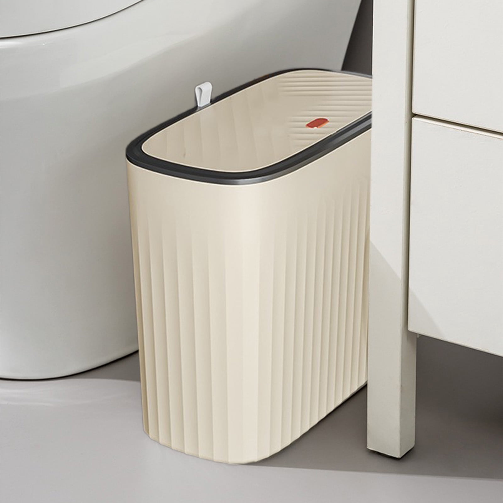 under $5 Fufafayo Bathroom Trash can with Automatic Touchless Lid, Motion Sensor Small Garbage Can, Slim Waterproof Smart Trash Bin for Bedroom, Office, Living Room