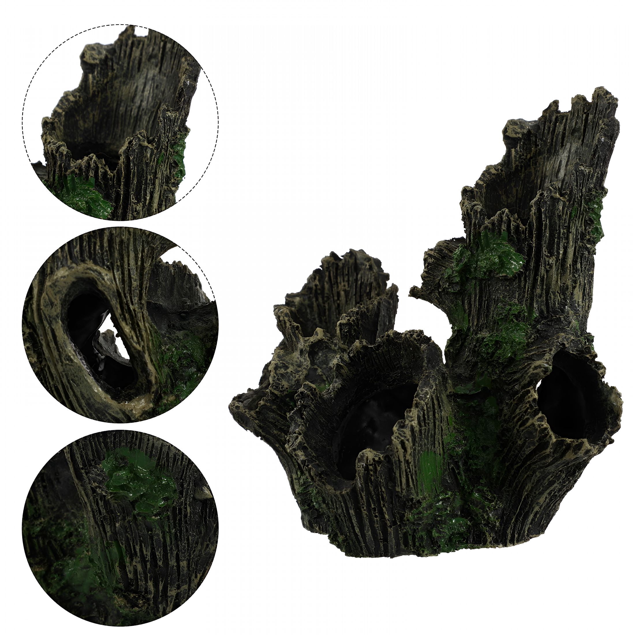 XIBUFE Tank Ornament Resin Wood Tree Stump Aquarium Decor Driftwood Betta Log Hollow Tree Hole Landscape Decor for Freshwater Betta Cichlid Reptile