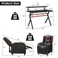 thumbnail image 3 of Costway Gaming Desk & Chair Set 48" Computer Desk & Massage Recliner Chair Black + Red, 3 of 3