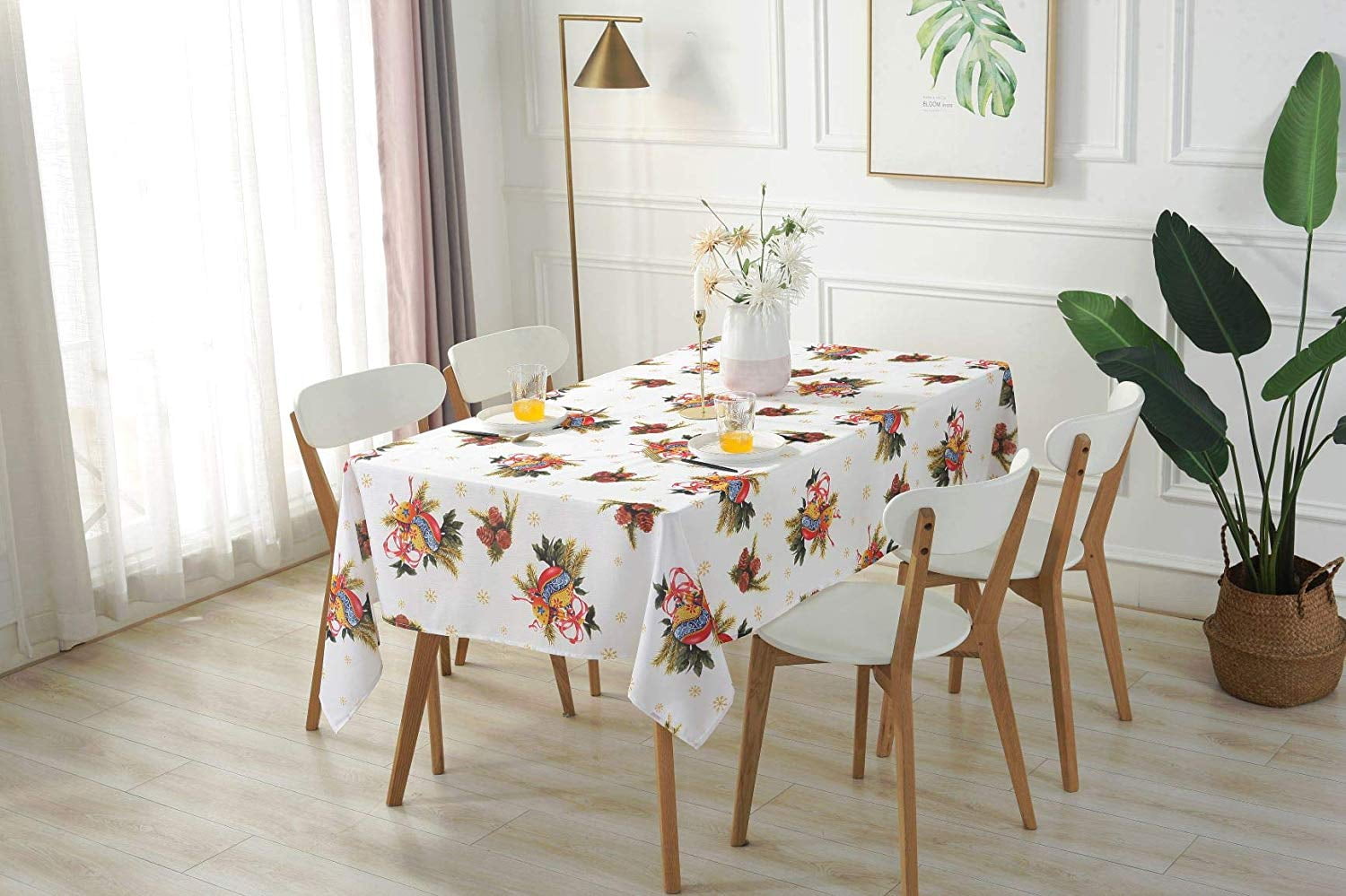 ALL FOR YOU Rectangular Fabric Table Cloth,Rectangle Washable Dinner Picnic Table Cloth with