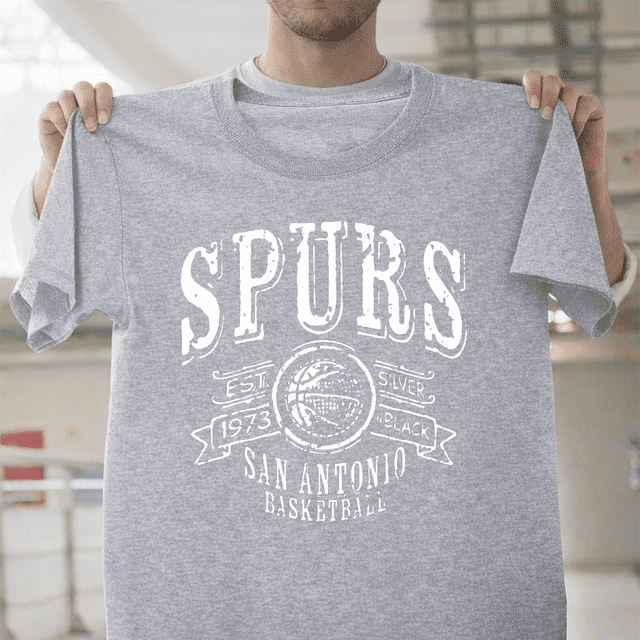T-Shirt Unisexe Rétro Équipe Classique Cour Spurs Vintage Équipe de Basketball Rétro Sports V12582, jusqu'à la Taille 5TG