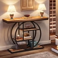 thumbnail image 5 of Demi Bonn 41"dustrial Console Table for Entryway, Farmhouse Sofa Tables Behind Couch, Rustic Wood and Metal Foyer Table with 3-Tier Shelves for Hallway Living Room, Brown, 5 of 11
