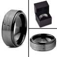 thumbnail image 4 of Tungsten Semicolon Punctuation Mark Symbol Band Ring 8mm Men Women Comfort Fit Black Step Bevel Edge Brushed Gray Polished, 4 of 4