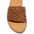 thumbnail image 2 of Shoe Republic Reims Cognac Tan Woven Vegan Leather Open Toe Flat Sandals (6), 2 of 3
