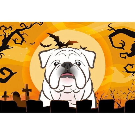 Halloween White English Bulldog Fabric Placemat
