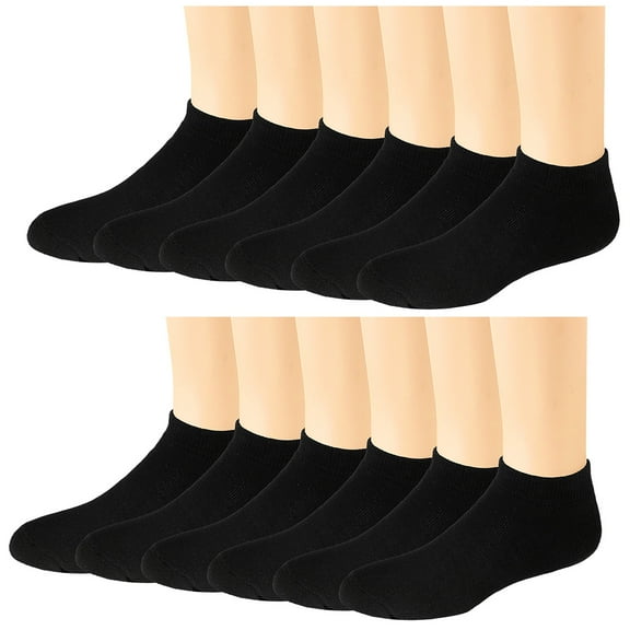 Falari 12-Pack Cushion Cotton Ankle Sock Black Size 10-13