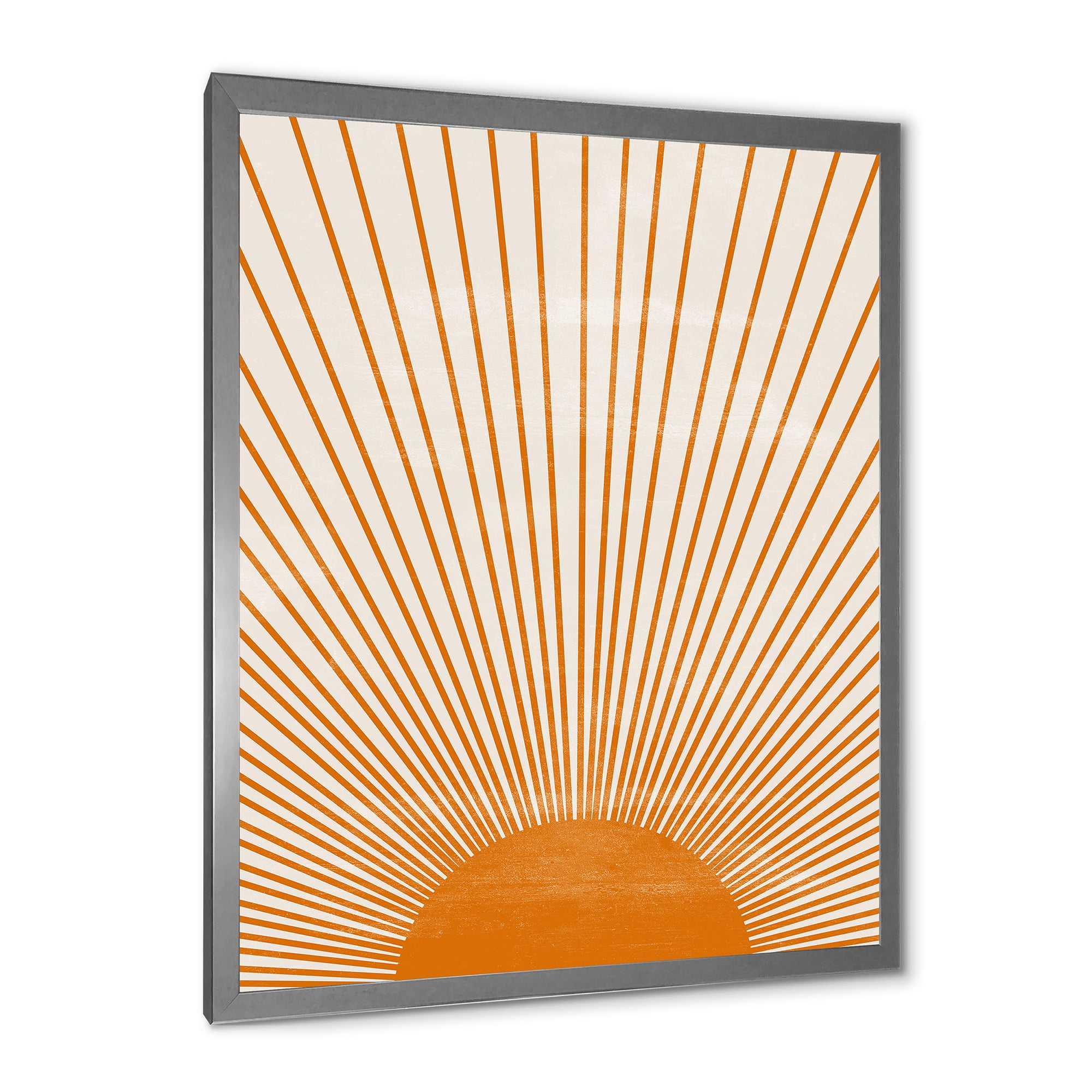 Designart 'Orange Sun Print On Beige III' Modern Framed Art Print
