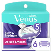 Gillette Venus Deluxe Smooth Swirl Womens Razor Blade Refills, 6 Ct