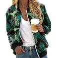 thumbnail image 4 of Chaquetas Para Mujer Abrigos Abrigos Estampado Floral Manga Larga Cremallera Recortada Ligero Cuello Levantado Tops Abrigo Odeerbi ODB145225, 4 of 6
