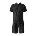 thumbnail image 4 of Rrunsv Mens Sweatsuit Mens Two Piece Outfits Sets Casual Short Sleeve Shirt and Shorts Beach Outfits Sets Black,XXL, 4 of 4