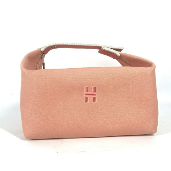 Pre-Owned HERMES Hermes Bride A Black GM Vanity Bag Pouch Handbag Canvas Women's... (Good)