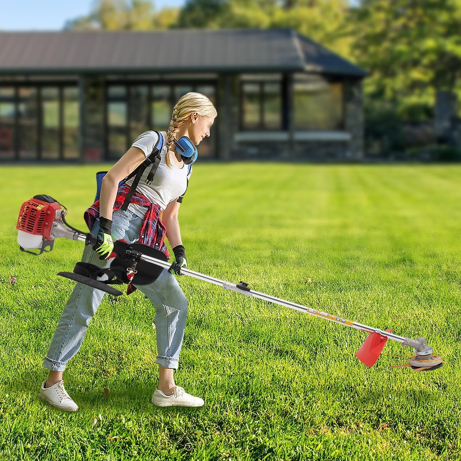 Weed Wacker Cordless 2 Stroke 26CC Gas Powered String Trimmer Grass Trimmer Weed Cutter for Lawn Yard Garden