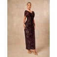 thumbnail image 6 of Chocolate Brown Velvet Floral Embroidered Bodycon Maxi Dress For Women Elegant Formal Evening, 6 of 6