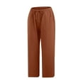 thumbnail image 5 of Summer Cotton Linen Capri Pants for Women Casual Loose Fit Lightweight Womens Capris Crop Pants Trousers Elastic Waist, 5 of 6
