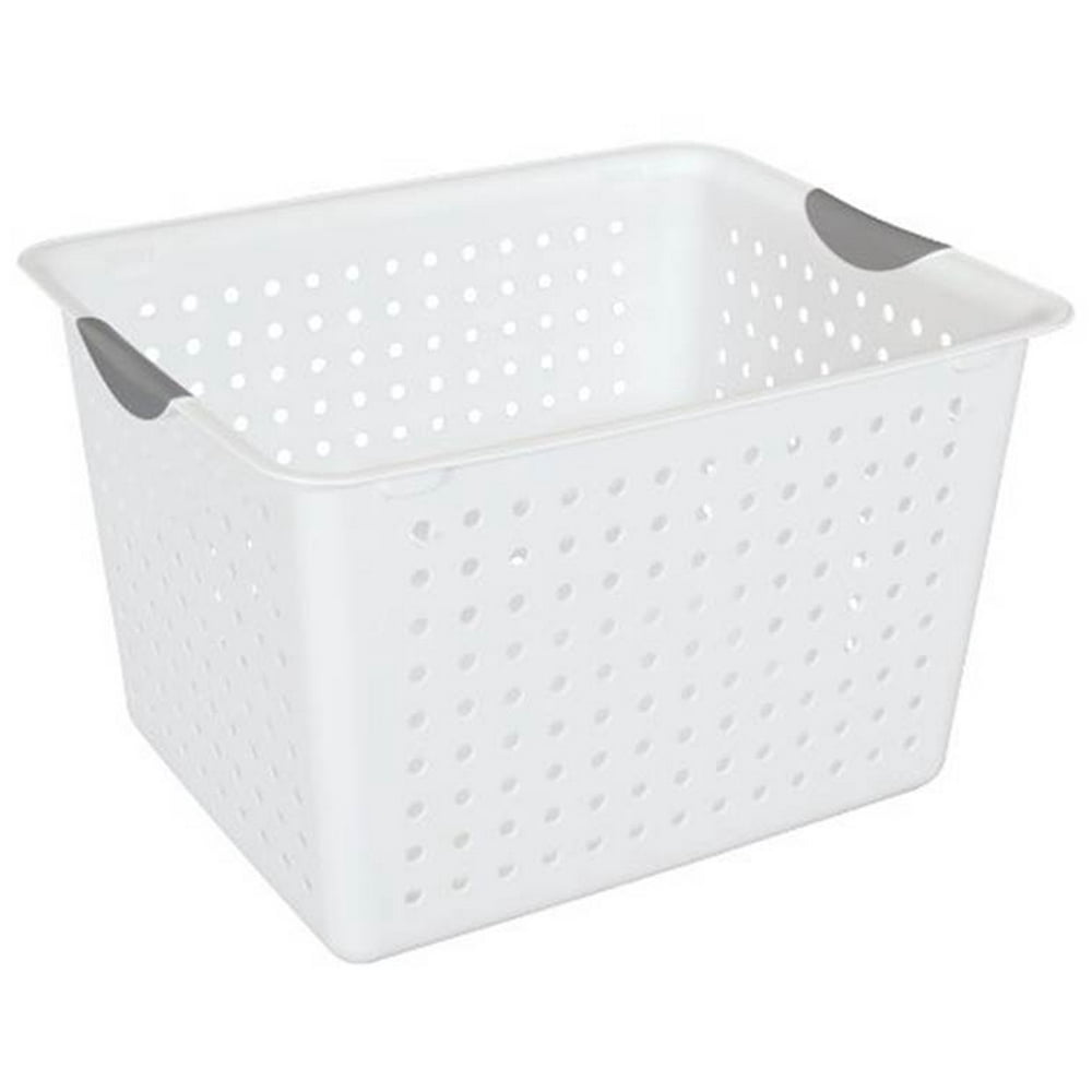 Sterilite Deep Ultra Plastic Storage Bin Organizer Basket, Clear White