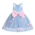 thumbnail image 2 of IWEMEK Flower Girls Dress V-Back Satin Ball Gown Bowknot Sleeveless Ruffle Tulle Pageant Dresses Blue Size 5-6T, 2 of 8