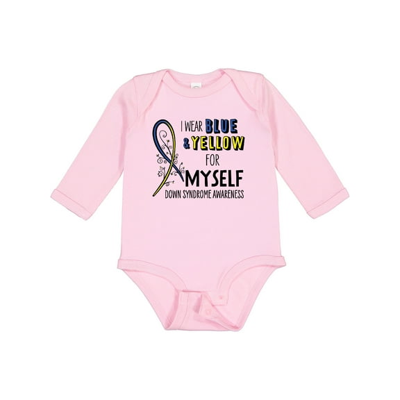 Inktastic I Wear Blue and Yellow for Myself- Down Syndrome awareness Boys or Girls Long Sleeve Baby Bodysuit
