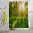 thumbnail image 2 of D&M Trees Shower Curtain Nature Sunshine Forest Bath Curtain Spring Sunlight Green leaves For Bathroom Bathtub Home Decor Landscape 3d Scenery Polyester Waterproof 72"x72" with 12 Plastic Shower Hooks, 2 of 6