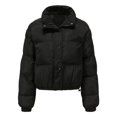 thumbnail image 3 of Defitshape Women's Quilted Crop Jacket Fashion 2024 Warm Coat Puffer Thick Loose Fit Short Outerwear Lightweight Full Zip Snap Button Stand Collar Long Sleeve Winter Top Black Large, 3 of 5