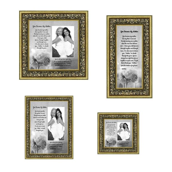 Picture Frame Set, 4 Piece Customizable Gallery Multi pack, 1-5x7, 1-8x8, 1-4x10, 1-4x4, for Tabletop or Wall Display