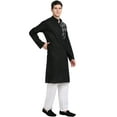thumbnail image 5 of SKAVIJ Kurta Pajama Set for Men Embroidered Cotton Ethnic Wear Dress Black L, 5 of 6