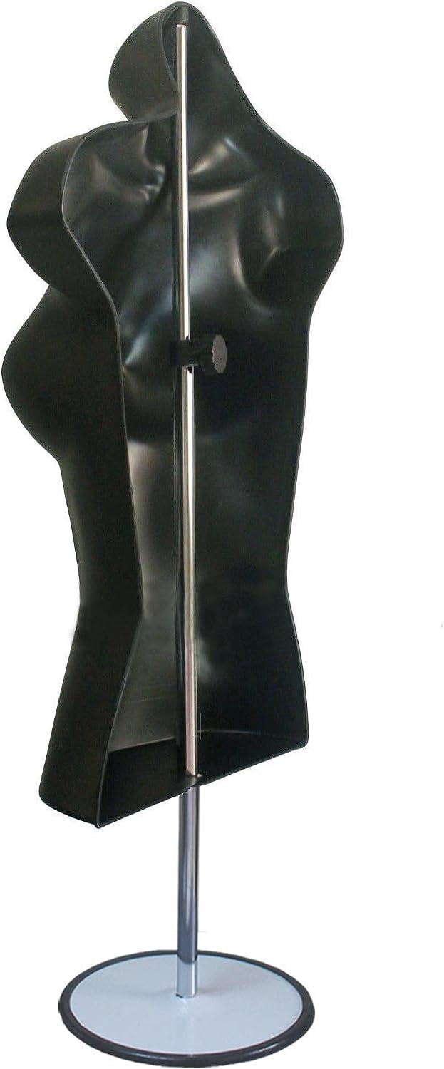 3 Pack, Black, White & Flesh Female Hollow Back Mannequin Torso Set w/Metal Stand with Metal Pole & Hanging Hook, S-M Sizes