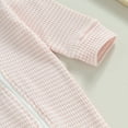 thumbnail image 5 of Okbabeha Baby Girls Waffle Knit Zipper Rompers Crew Neck Long Sleeve Zip Up Onesie Newborn One Piece Jumpsuits Fall Clothes, 5 of 7
