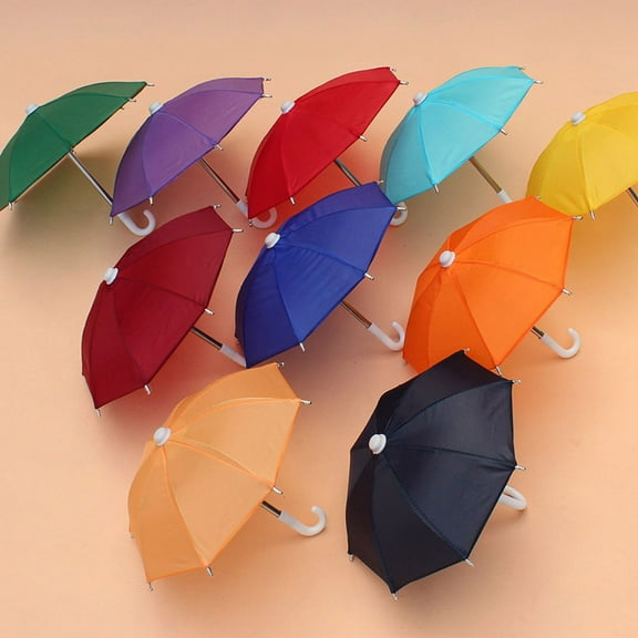 Tineasur 6-Pack Mini Kids Umbrellas for Toy Houses and Gardens, Assorted Colors, Compact and Design