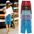thumbnail image 1 of Pxkloy Bermuda Shorts pour Femmes Longueur Genou Shorts d'Entraînement d'Été Taille Haute Décontractés pour Course avec Poches Rouge,TTTG, 1 of 4