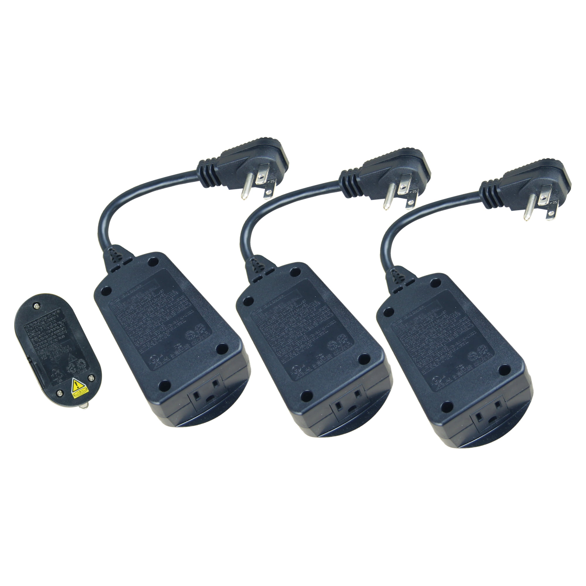 Hyper Tough Outdoor 3 Pack Remote Control and Each Receiver with 1-Outlet Wireless Remote Control, Black