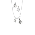 thumbnail image 2 of Delight Jewelry Silvertone 3-D Tiara Silver tone Zig Zag Christmas Tree Charm Necklace and Stud Earrings, 2 of 4