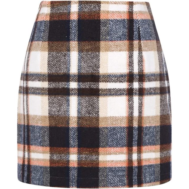 Jupe Mini à Carreaux pour Femmes Taille Haute Ligne A Jupe Crayon Automne