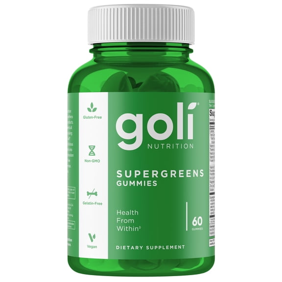 Goli Nutrition Supergreens Gummies with Probiotic Blend for Digestive and Immune Support, 60 Count