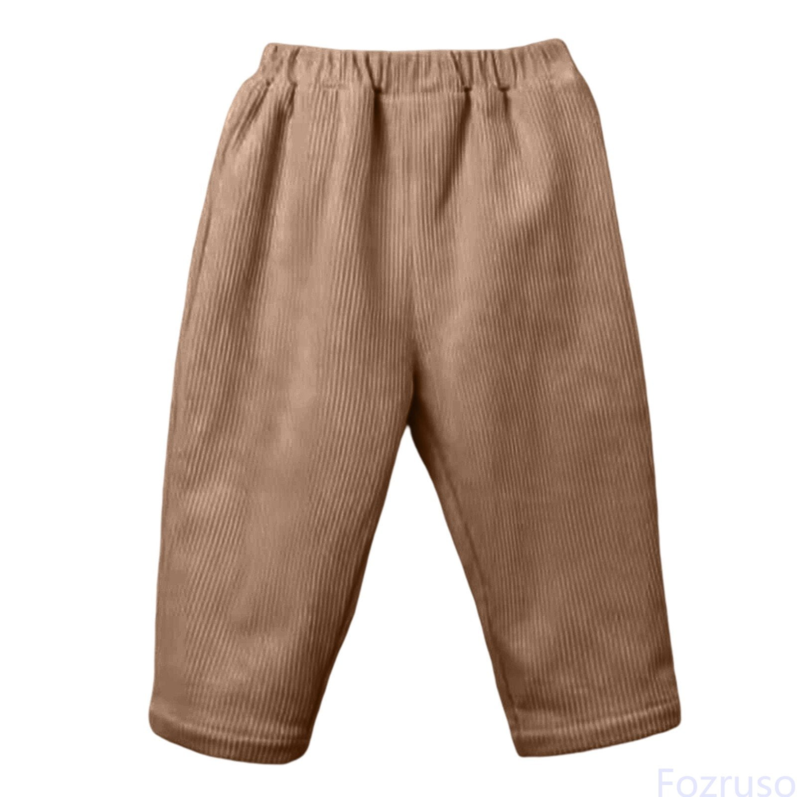 Fozruso Warm Inner Boys Casual Pants For Toddlers And Kids Cozy Corduroy Straight Lit Casual Long Pants Sizes 12-24 Months(Brown)