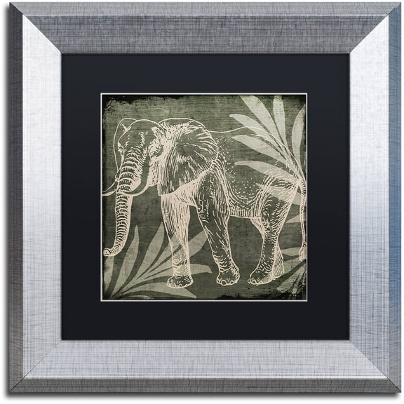 Trademark Fine Art "Elephant 1" Canvas Art by Color Bakery Black Matte, Silver Frame